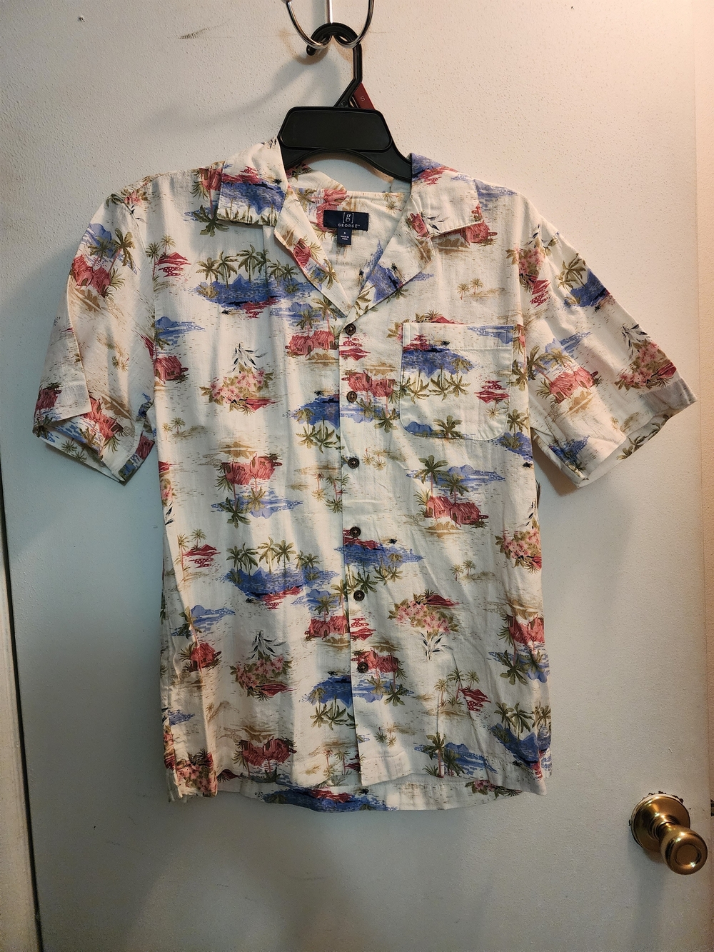 Casual Tropical Print Short-Sleeve Shirt - White/Multicolor